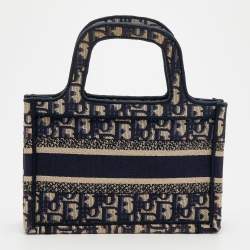 Pre Owned حقيبة يد توتس ديور ميني بوك  كانفاس مائل أزرق كحلي