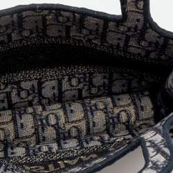 Pre Owned حقيبة يد توتس ديور ميني بوك  كانفاس مائل أزرق كحلي