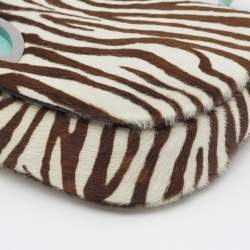 مملوكة مسبقًا حقيبة كتف ديور ماليس جلد لامع وبشعر حصان بطبعة زيبرا أخضر منت