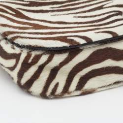 مملوكة مسبقًا حقيبة كتف ديور ماليس جلد لامع وبشعر حصان بطبعة زيبرا أخضر منت