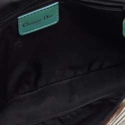 مملوكة مسبقًا حقيبة كتف ديور ماليس جلد لامع وبشعر حصان بطبعة زيبرا أخضر منت