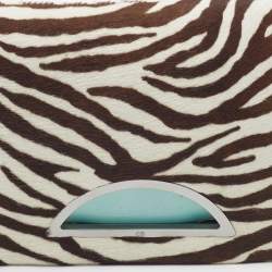 مملوكة مسبقًا حقيبة كتف ديور ماليس جلد لامع وبشعر حصان بطبعة زيبرا أخضر منت