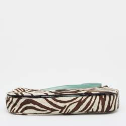 مملوكة مسبقًا حقيبة كتف ديور ماليس جلد لامع وبشعر حصان بطبعة زيبرا أخضر منت