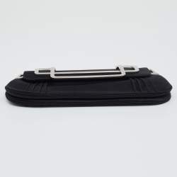 Pre Owned Dior Black Pleated Satin Frame Chain Clutch