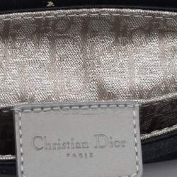 Pre Owned Dior Black Pleated Satin Frame Chain Clutch