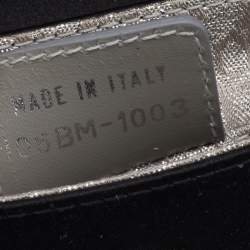 Pre Owned Dior Black Pleated Satin Frame Chain Clutch