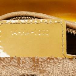Pre Owned Dior Mustard Cannage Patent Leather Medium Lady Dior Tote