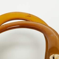 Pre Owned Dior Mustard Cannage Patent Leather Medium Lady Dior Tote