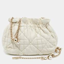 Pre Owned Dior White Leather Delices Mini Shoulder Bag