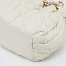 Pre Owned Dior White Leather Delices Mini Shoulder Bag