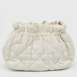 Pre Owned Dior White Leather Delices Mini Shoulder Bag