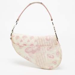 مملوكة مسبقًا Dior Dark Pink/White Printed Canvas and Patent Leather Saddle Bag