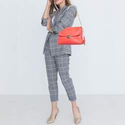 Pre Owned Dior Coral Orange Leather Large Diorling Shoulder Bag