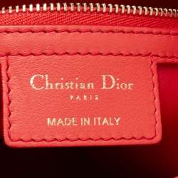 Pre Owned Dior Coral Orange Leather Large Diorling Shoulder Bag