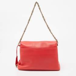 Pre Owned Dior Coral Orange Leather Large Diorling Shoulder Bag