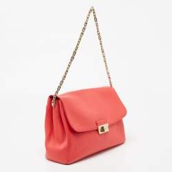 Pre Owned Dior Coral Orange Leather Large Diorling Shoulder Bag
