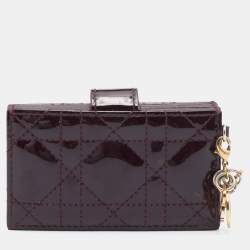 Pre Owned Dior Brown Cannage Patent Leather Lady Dior Gusset Card Case
