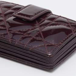 Pre Owned Dior Brown Cannage Patent Leather Lady Dior Gusset Card Case