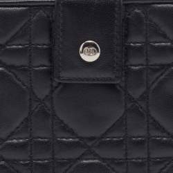 Pre Owned Dior Black Cannage Leather Lady Dior Continental Wallet