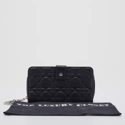 Pre Owned Dior Black Cannage Leather Lady Dior Continental Wallet