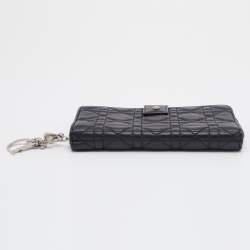 Pre Owned Dior Black Cannage Leather Lady Dior Continental Wallet
