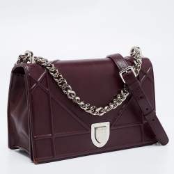 مملوكة مسبقًا Dior Burgundy Cannage Leather Medium Diorama Shoulder Bag