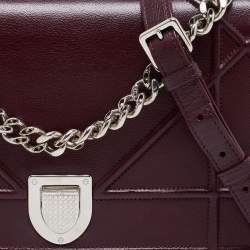مملوكة مسبقًا Dior Burgundy Cannage Leather Medium Diorama Shoulder Bag