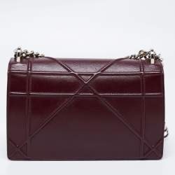 مملوكة مسبقًا Dior Burgundy Cannage Leather Medium Diorama Shoulder Bag