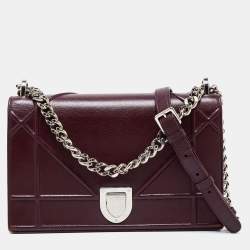 مملوكة مسبقًا Dior Burgundy Cannage Leather Medium Diorama Shoulder Bag