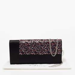 مملوكة مسبقًا Dior Black Satin and Sequins Lady Dior Chain Clutch