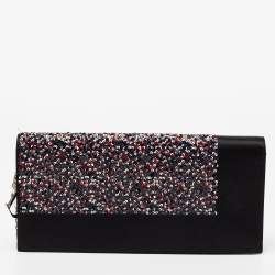 مملوكة مسبقًا Dior Black Satin and Sequins Lady Dior Chain Clutch