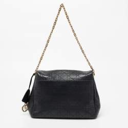 Pre Owned Dior Black Cannage Leather Large Diorling Shoulder Bag