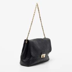 Pre Owned Dior Black Cannage Leather Large Diorling Shoulder Bag