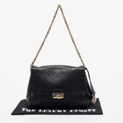 Pre Owned Dior Black Cannage Leather Large Diorling Shoulder Bag