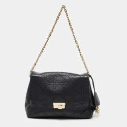 Pre Owned Dior Black Cannage Leather Large Diorling Shoulder Bag