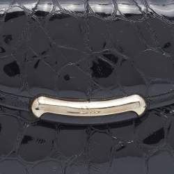 مملوكة مسبقًا محفظة ديور جلد نق شة التمساح لامع سوداء مضغوطة