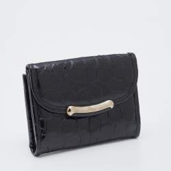 مملوكة مسبقًا محفظة ديور جلد نقشة التمساح لامع سوداء مضغوطة