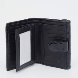 مملوكة مسبقًا محفظة ديور جلد نقشة التمساح لامع سوداء مضغوطة