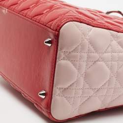 Pre Owned Dior Multicolor Cannage Leather Medium Lady Dior Tote