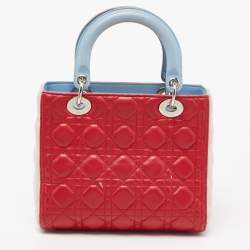 Pre Owned Dior Multicolor Cannage Leather Medium Lady Dior Tote