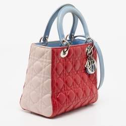 Pre Owned Dior Multicolor Cannage Leather Medium Lady Dior Tote