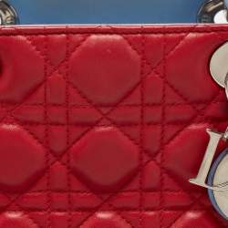 Pre Owned Dior Multicolor Cannage Leather Medium Lady Dior Tote
