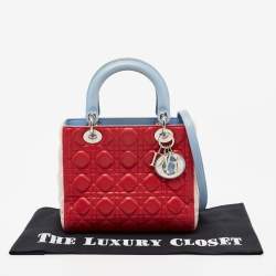 Pre Owned Dior Multicolor Cannage Leather Medium Lady Dior Tote