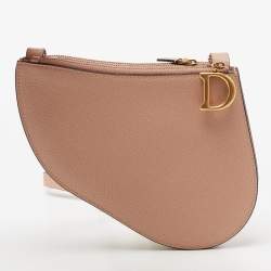 Pre Owned Dior Beige Leather Saddle Triple Zip Crossbody Bag