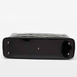 Pre Owned Dior Black Cannage Patent Leather Extra Large Lady Dior Tote