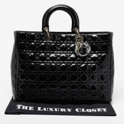 Pre Owned Dior Black Cannage Patent Leather Extra Large Lady Dior Tote