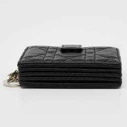 Pre Owned Dior Black Cannage Leather Lady Dior 5 Gusset Card Holder