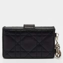 Pre Owned Dior Black Cannage Leather Lady Dior 5 Gusset Card Holder