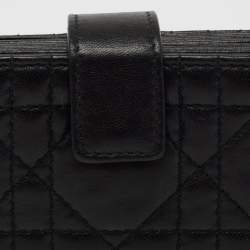 Pre Owned Dior Black Cannage Leather Lady Dior 5 Gusset Card Holder