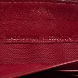 Pre Owned Dior Red Cannage Patent Leather Lady Dior Zip Around Wallet
